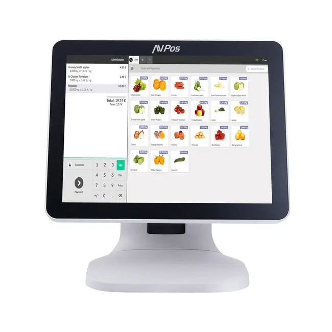 TPV AVPOS K5000 ALUMINIO 15" TÁCTIL INTEL I7/8GB DDR4/SSD128GB/WIFI/BT/LAN 1000 WHITE